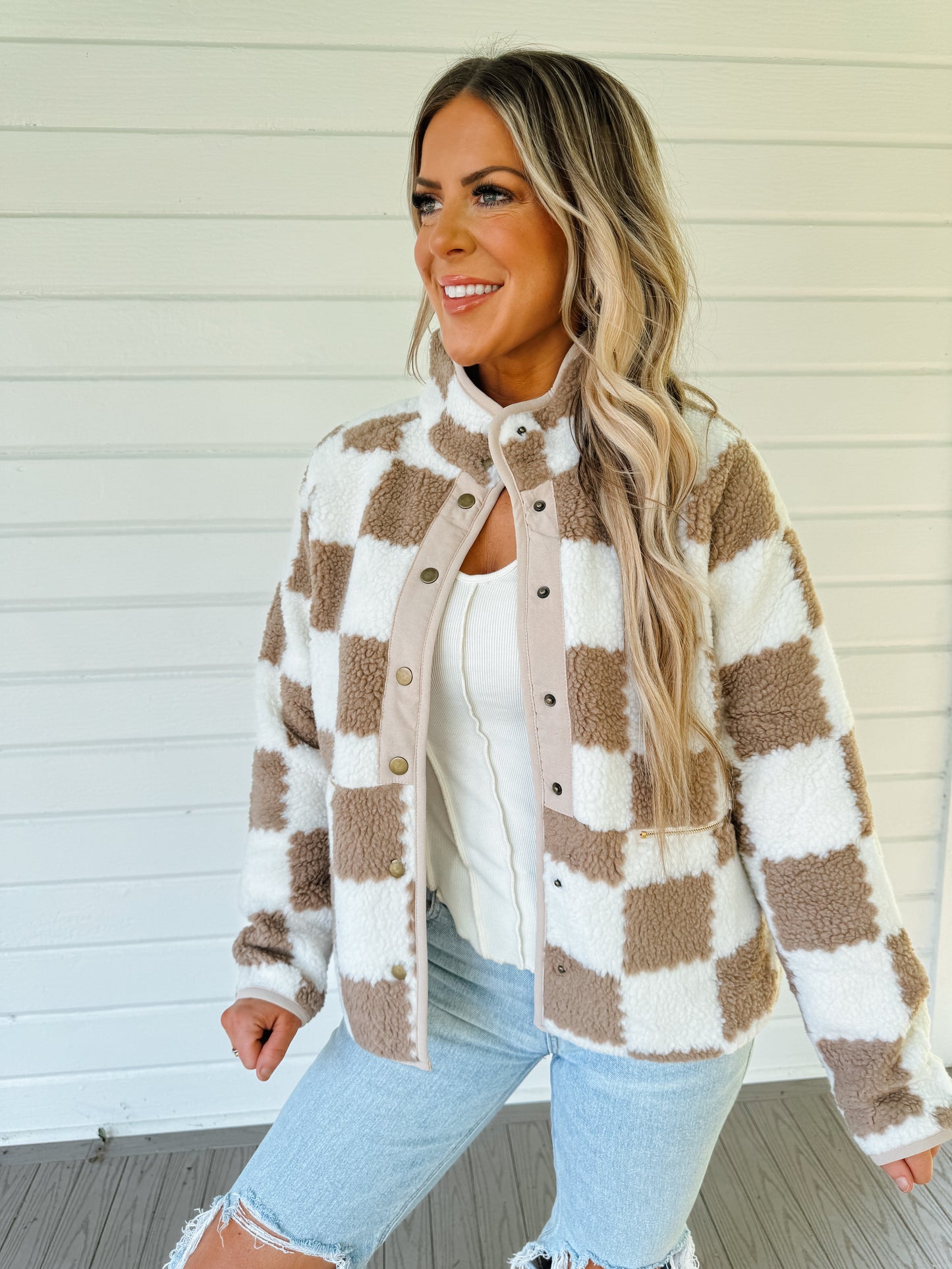 CHECKERED SHERPA JACKET