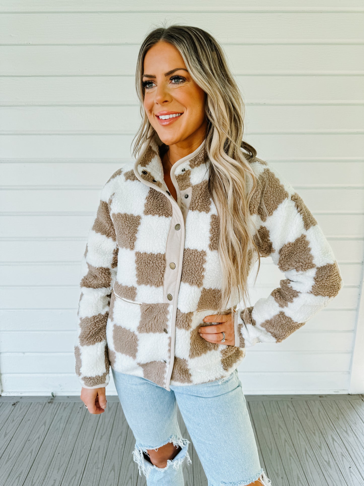 CHECKERED SHERPA JACKET