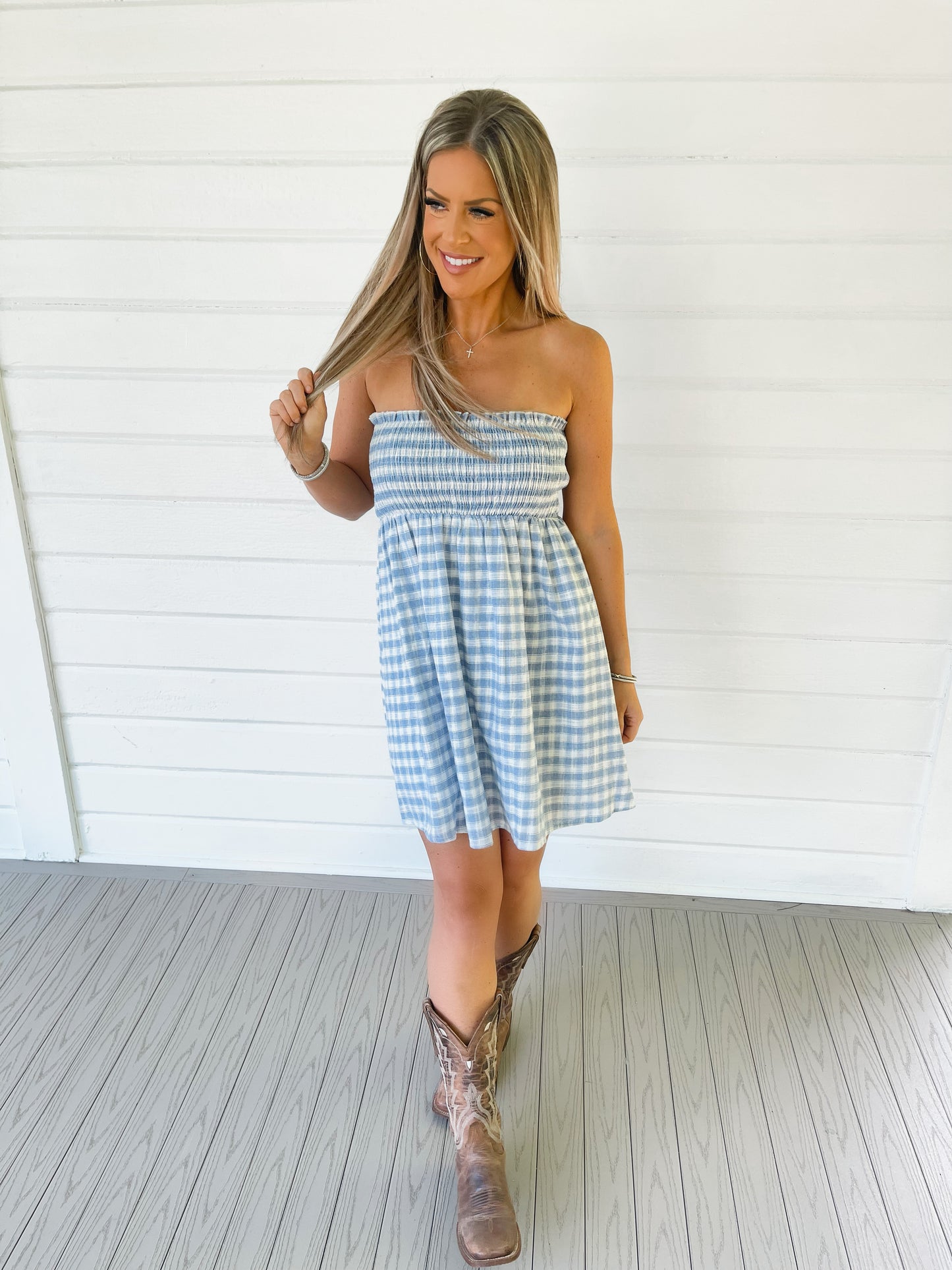 GINGHAM BABYDOLL DRESS