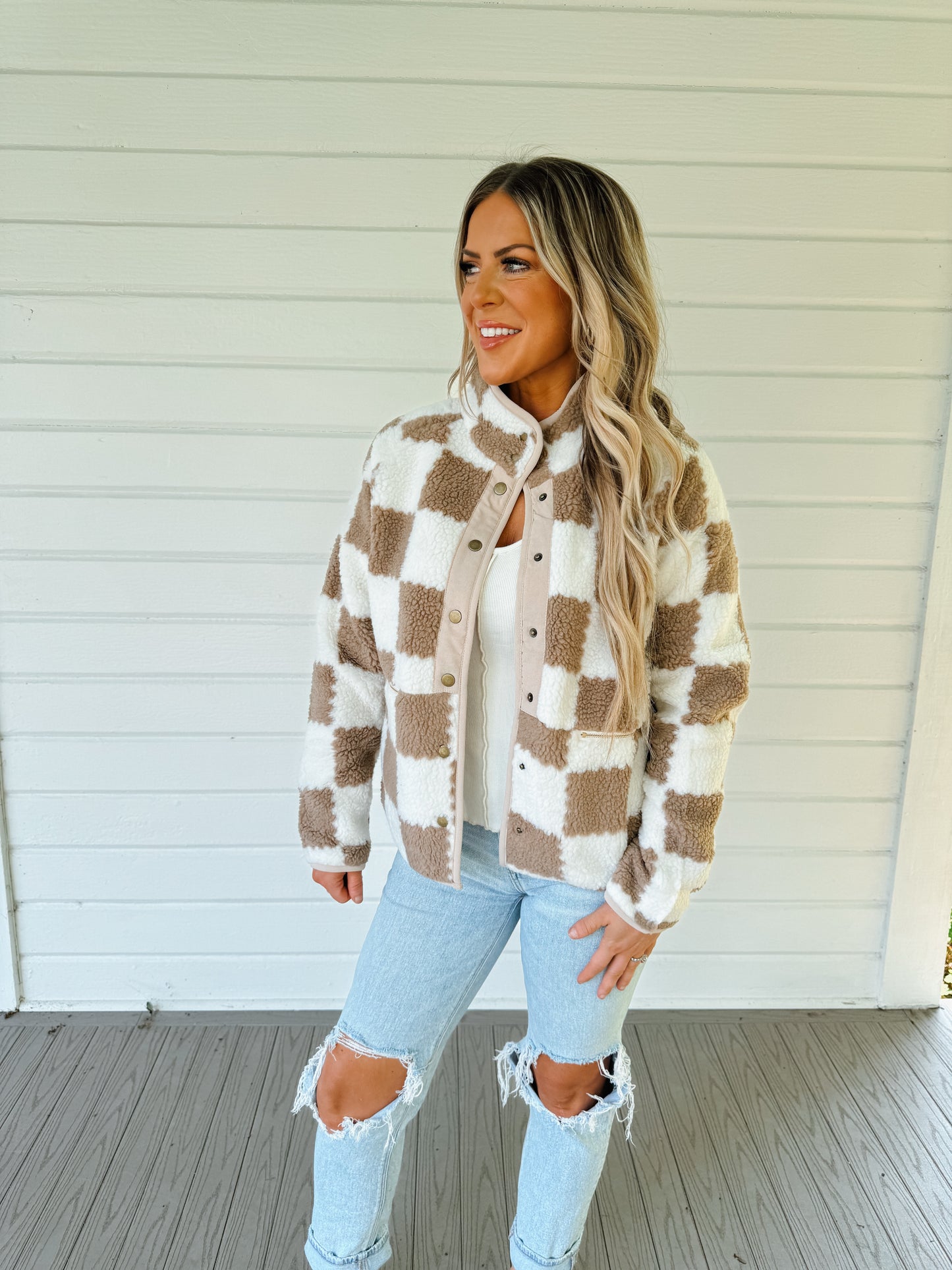 CHECKERED SHERPA JACKET